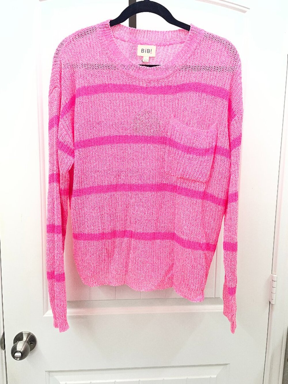 NEW BiBi Relaxed Pink Long Sleeve Crewneck Sweater Size Large